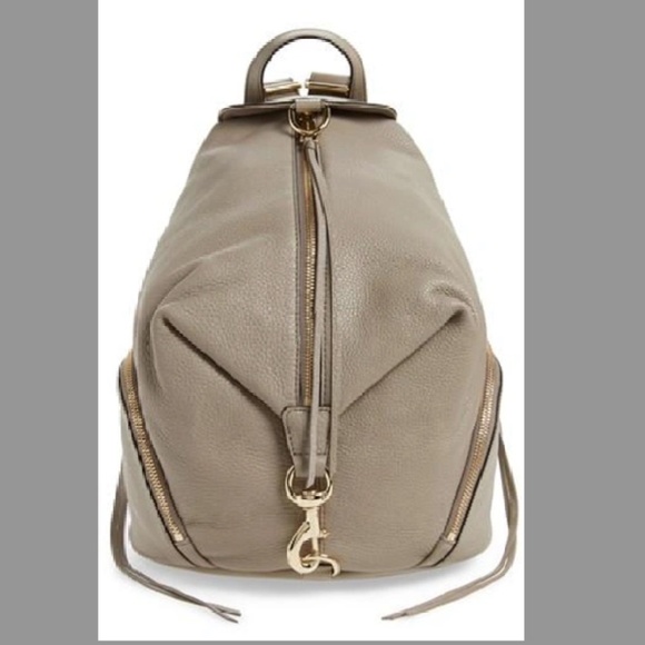 Rebecca Minkoff Julian Mini Backpack Taupe Pebbled Leather $295 - Picture 1 of 11